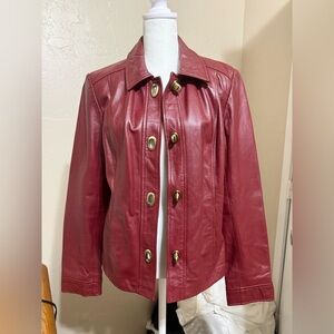 Alfani Women's Burgundy Leather Jacket